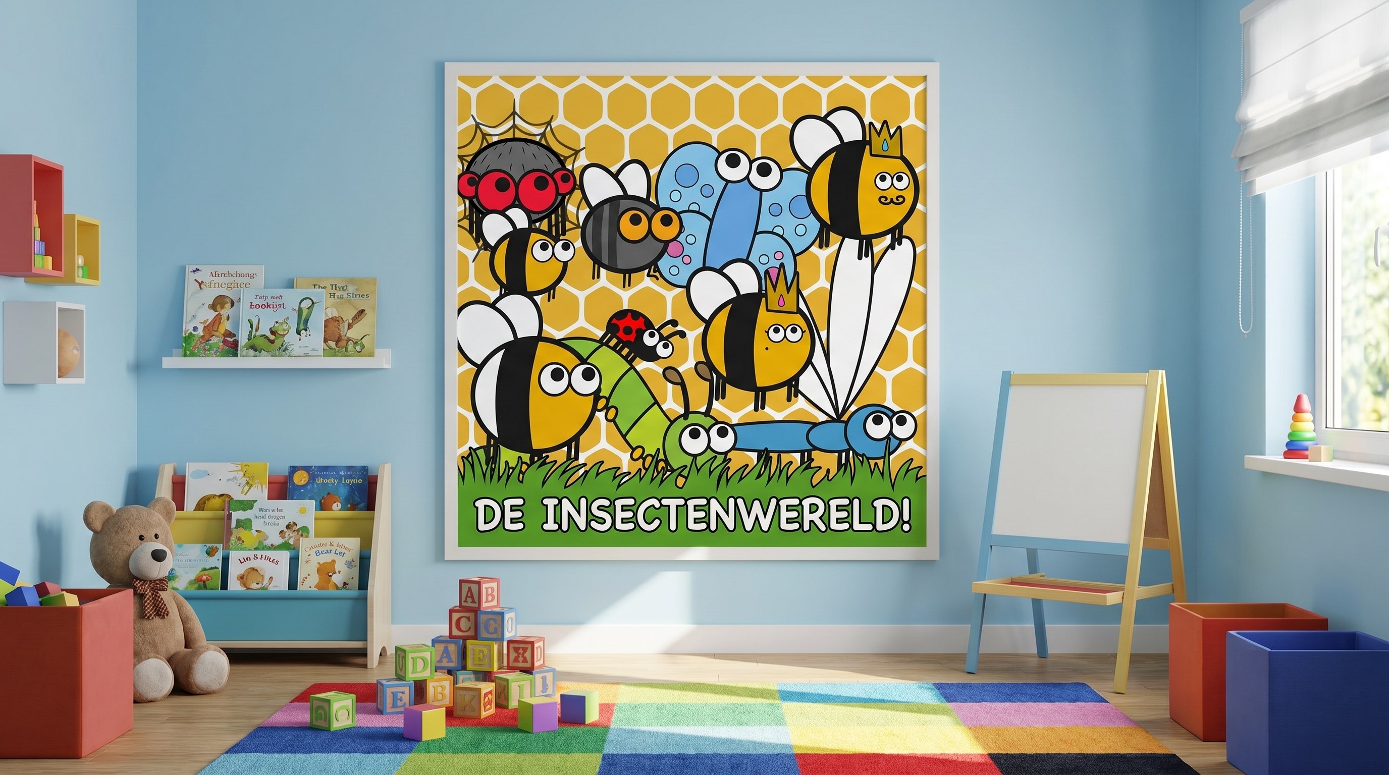 Koning Zen poster met bijen, vlinders en natuurvrienden voor de kinderkamer